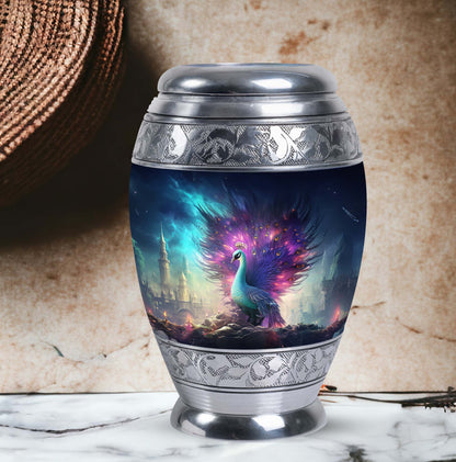 Peacock Memorial Urn for adult human cremation ashes