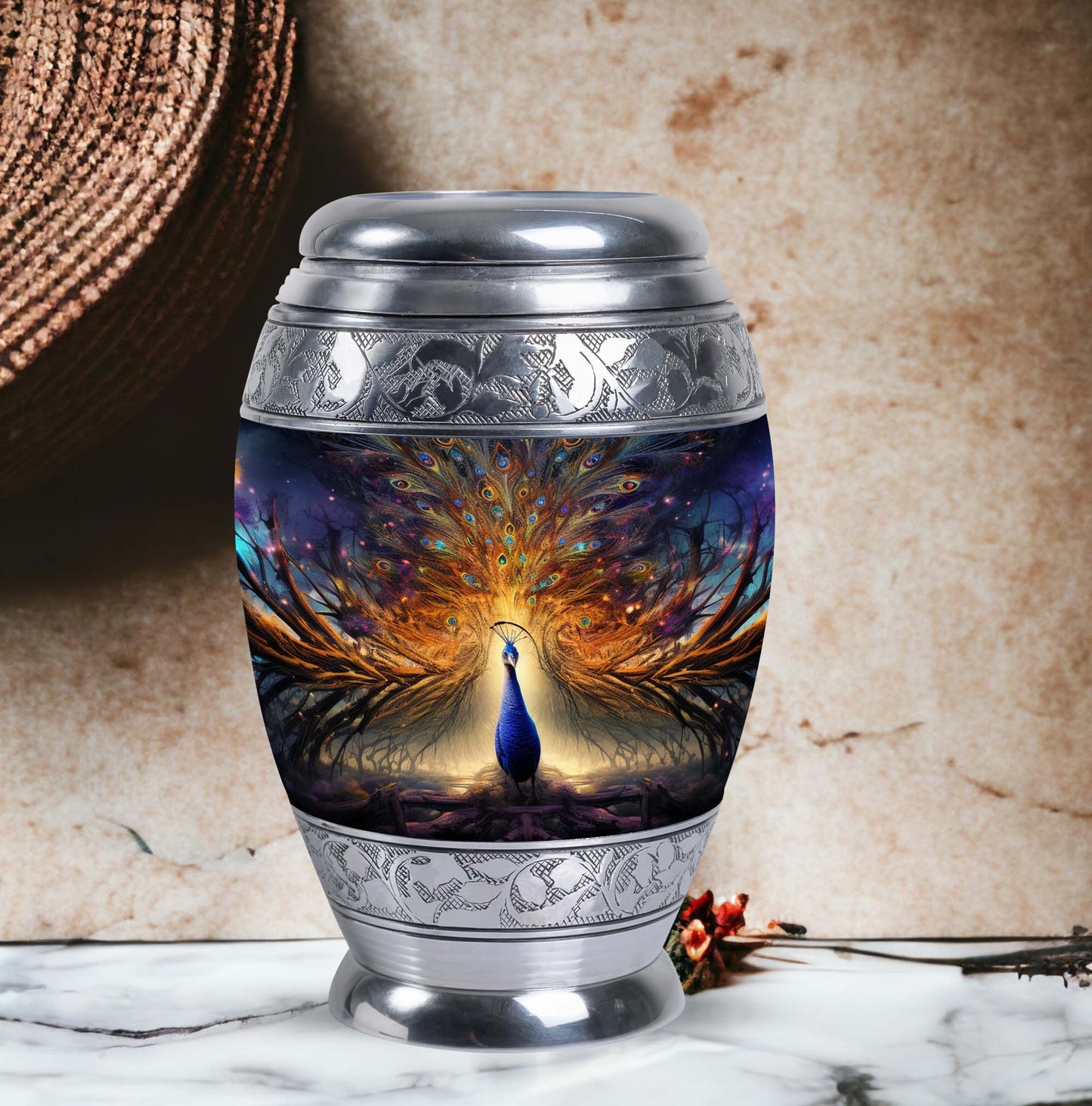 Classic Peacock Urn for Human Ashes.