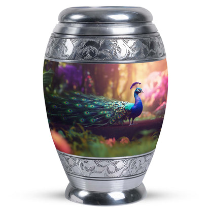 Classic 3-inch Peacock Urn for Ashes made of Aluminium