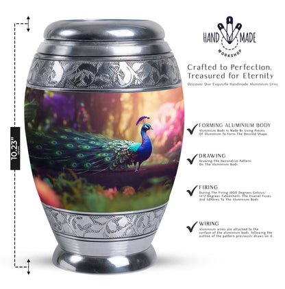 Classic 3-inch Peacock Urn for Ashes made of Aluminium