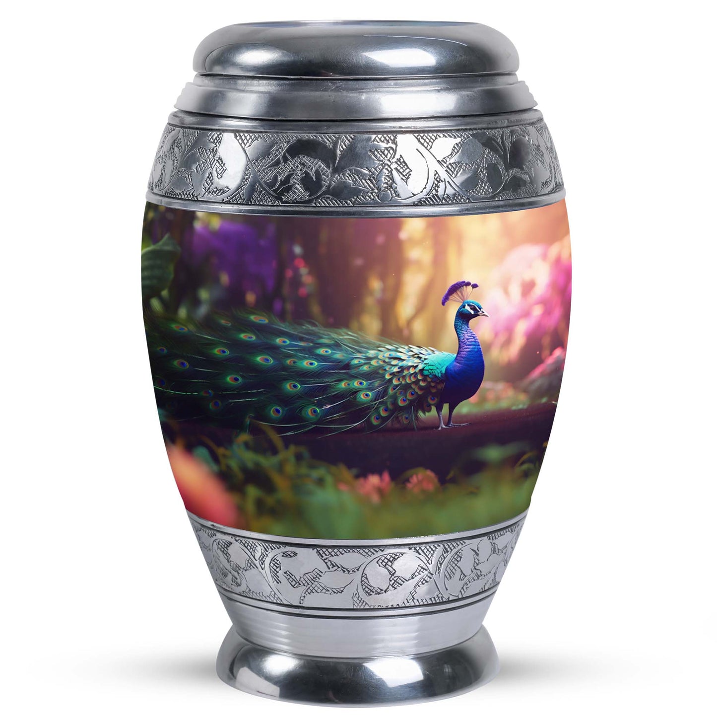 Classic 3-inch Peacock Urn for Ashes made of Aluminium