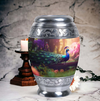 Classic 3-inch Peacock Urn for Ashes made of Aluminium