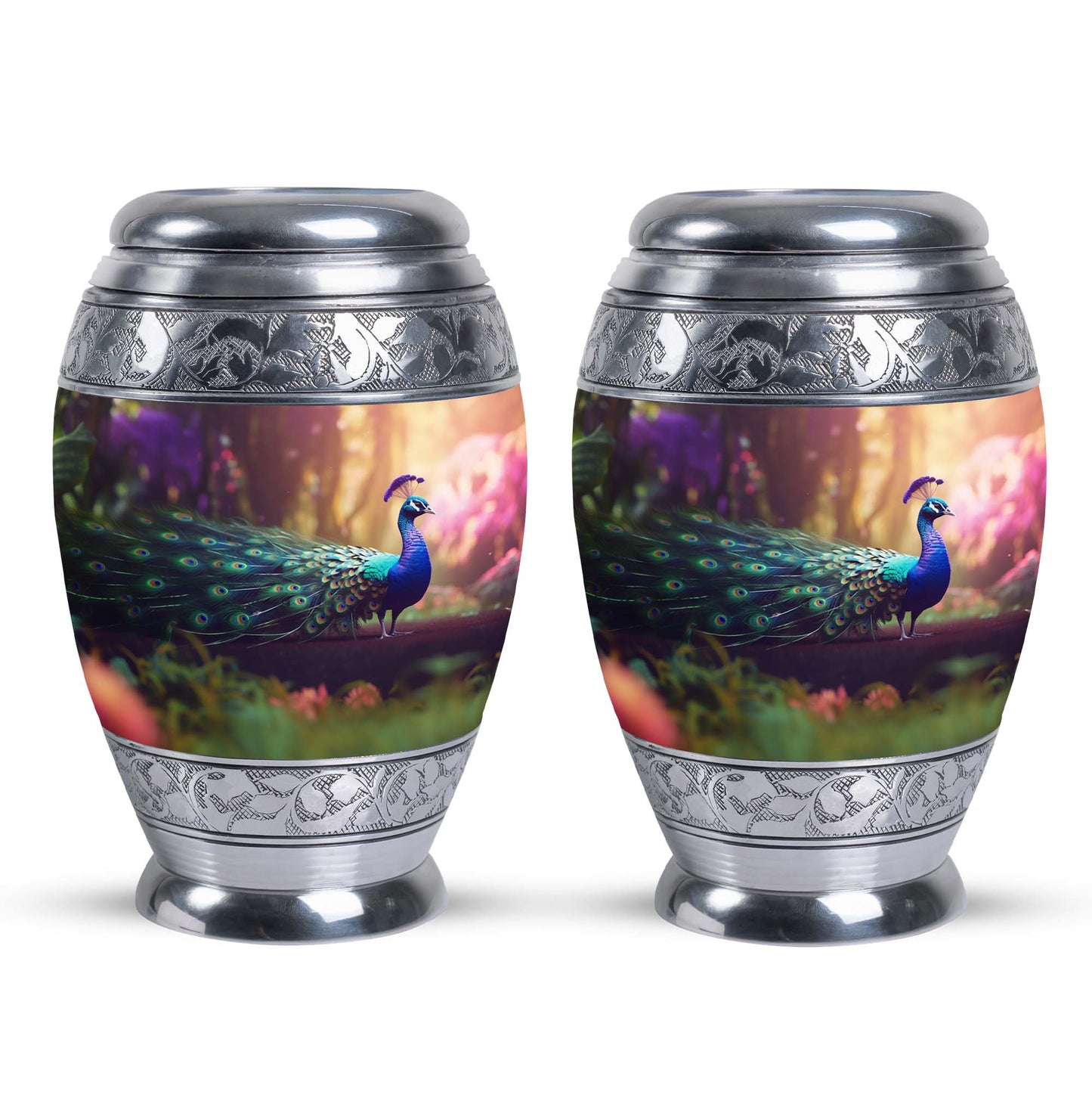Classic 3-inch Peacock Urn for Ashes made of Aluminium