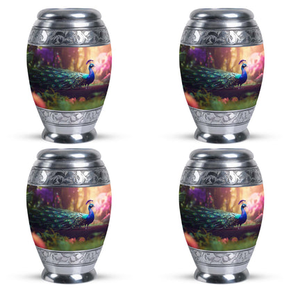 Classic 3-inch Peacock Urn for Ashes made of Aluminium