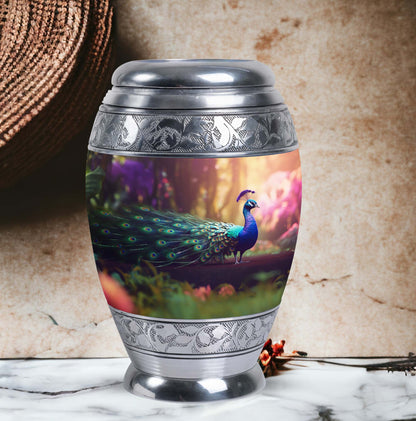 Classic 3-inch Peacock Urn for Ashes made of Aluminium