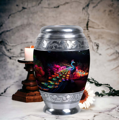 Classic Peacock Cremation Urn with 200 cubic inch capacity