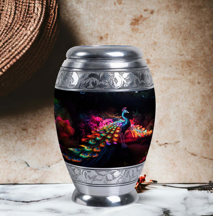 Classic Peacock Cremation Urn with 200 cubic inch capacity