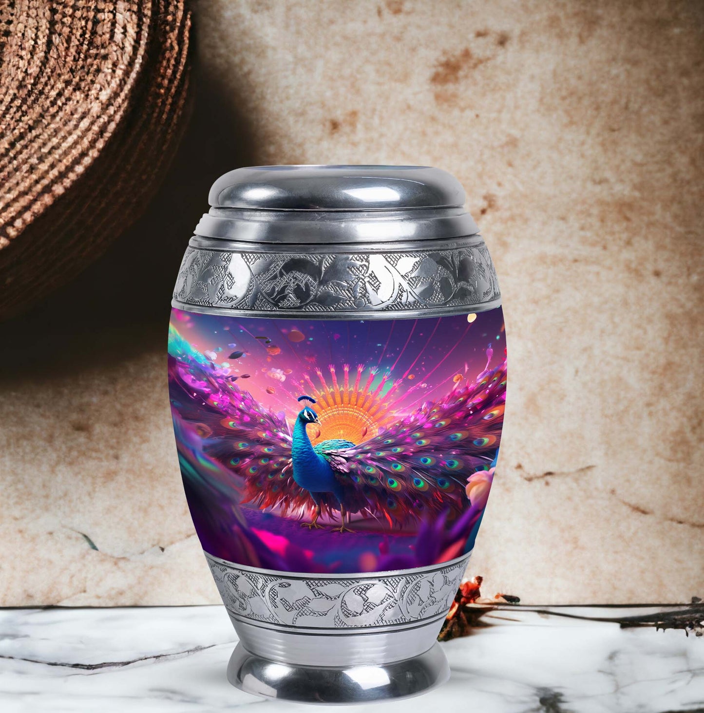 Elegant Classic Design Peacock Memorial Urn for Ashes.