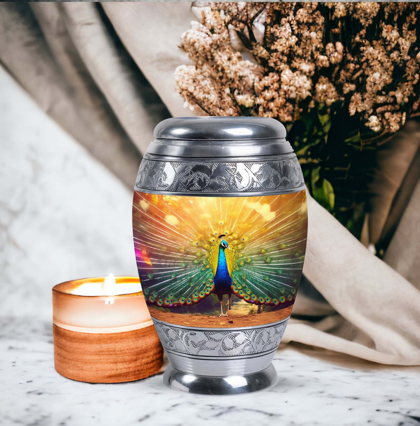 Classic 3-Inch Aluminium Peacock Urn.