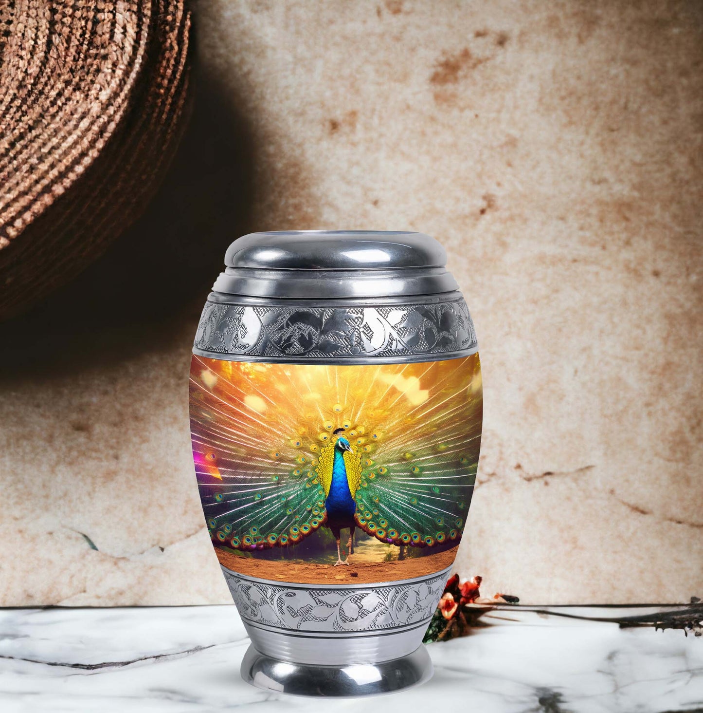 Classic 3-Inch Aluminium Peacock Urn.
