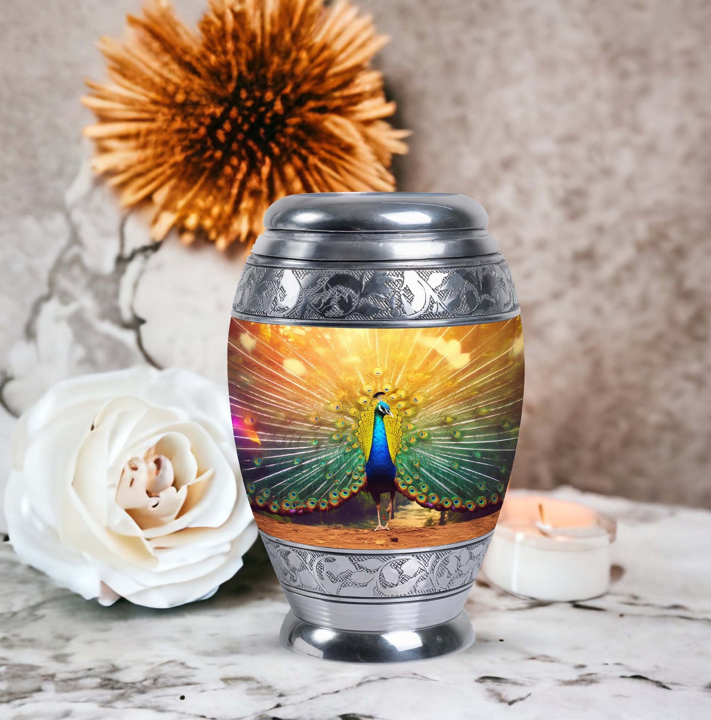 Classic 3-Inch Aluminium Peacock Urn.