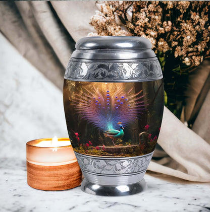 Classic 3-inch Peacock Urn for ashes.