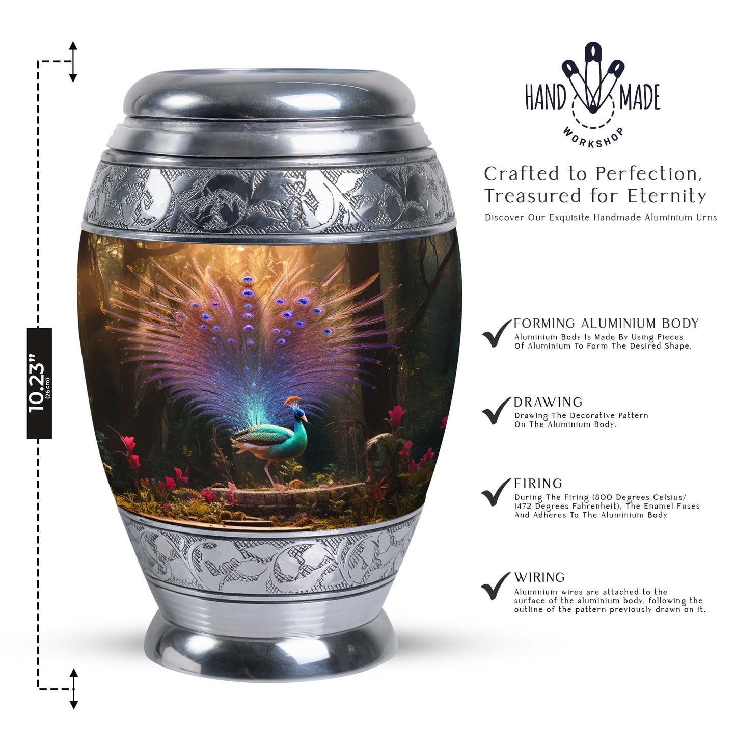 Classic 3-inch Peacock Urn for ashes.