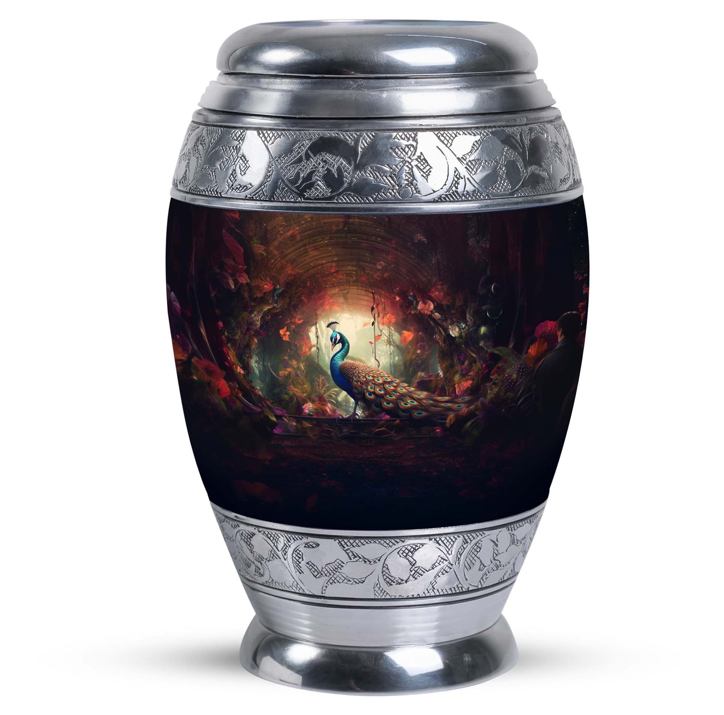 Classic Peacock Memorial urn for cremation ashes
