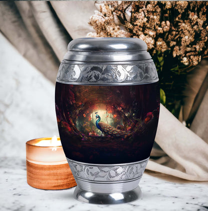 Classic Peacock Memorial urn for cremation ashes