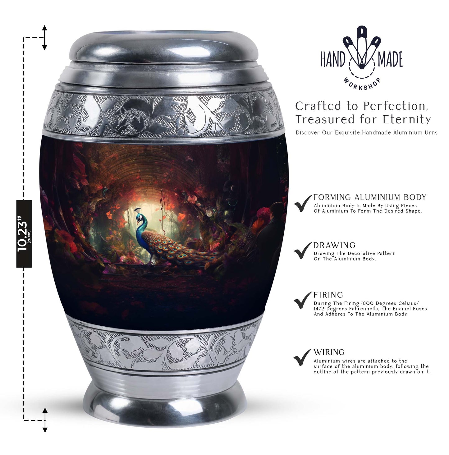 Classic Peacock Memorial urn for cremation ashes