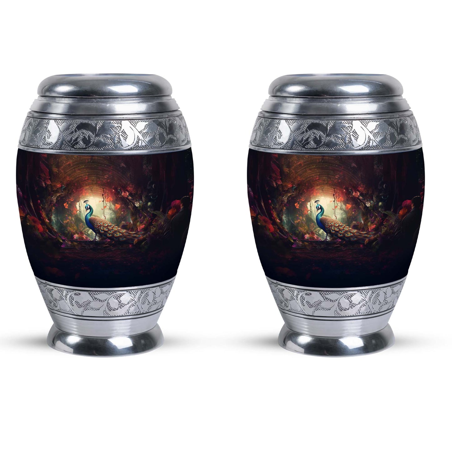 Classic Peacock Memorial urn for cremation ashes