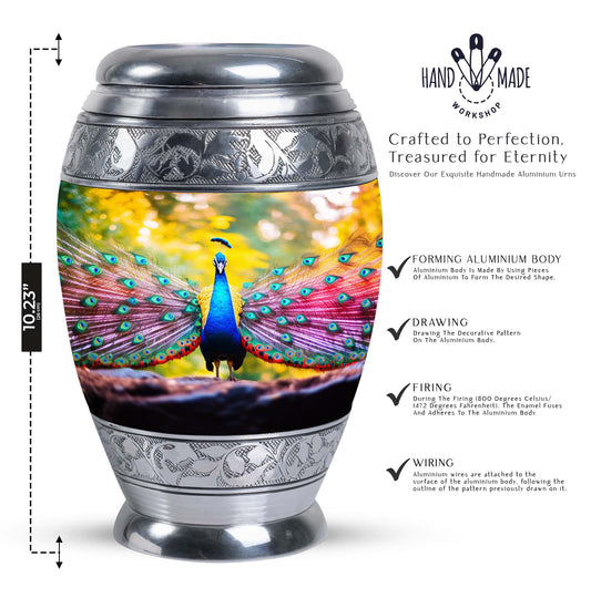 Large classic Peacock Urn for Human Ashes.