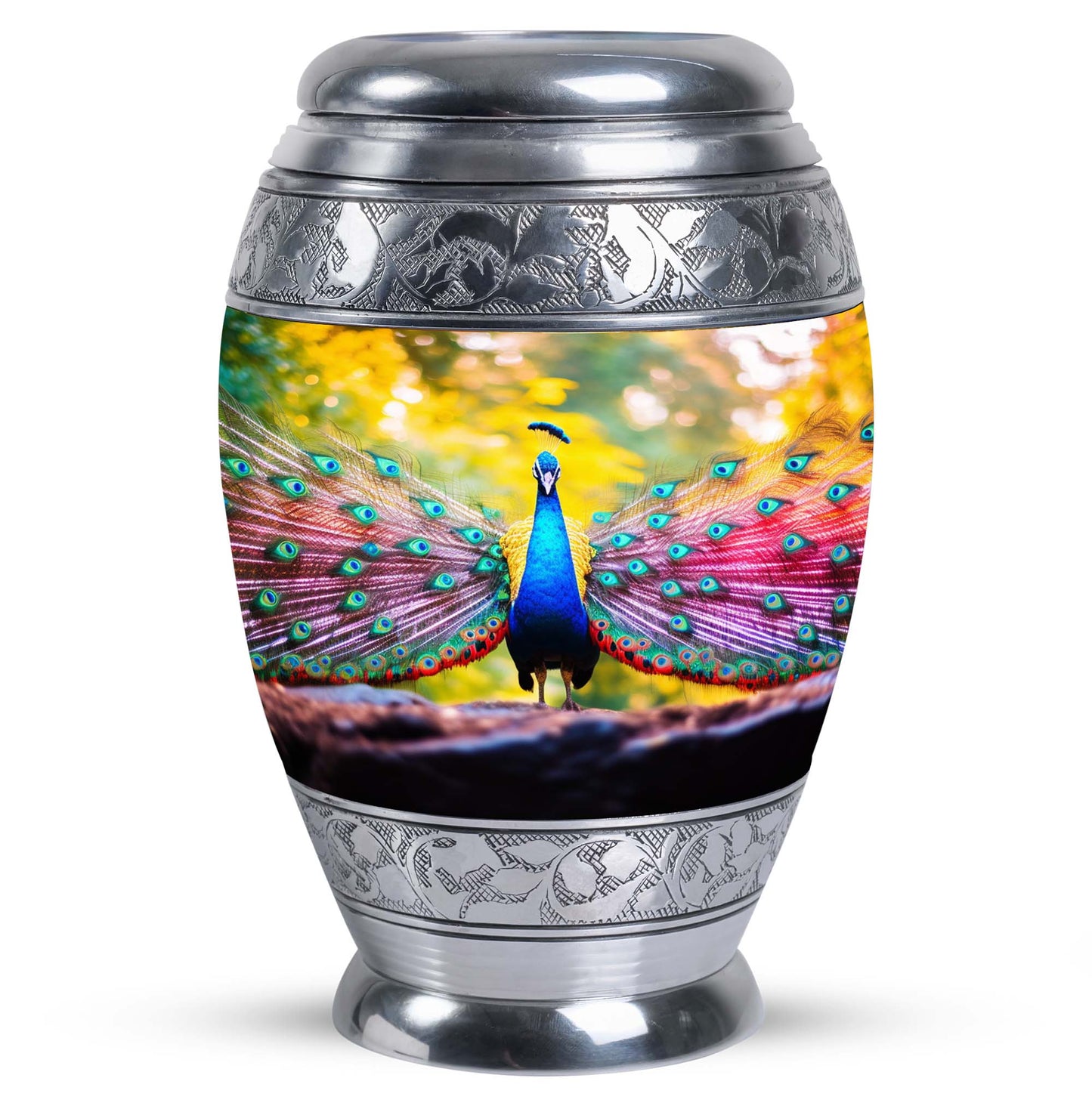 Large classic Peacock Urn for Human Ashes.