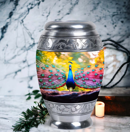 Large classic Peacock Urn for Human Ashes.