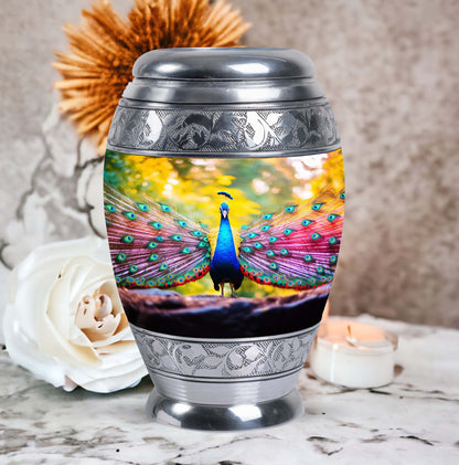 Large classic Peacock Urn for Human Ashes.