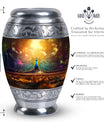Peacock Urn for Ashes, personalized with engraved names