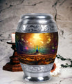 Peacock Urn for Ashes, personalized with engraved names