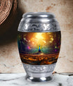 Peacock Urn for Ashes, personalized with engraved names
