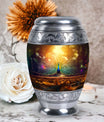 Peacock Urn for Ashes, personalized with engraved names