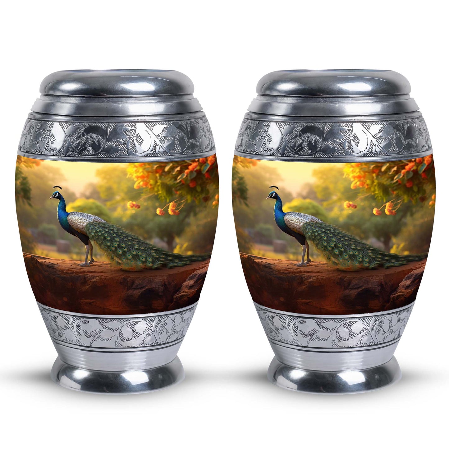 Classic Peacock Urn, designed for human ashes.