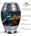 Peacock Cremation Urn, personalized Aluminium Memorial Urn