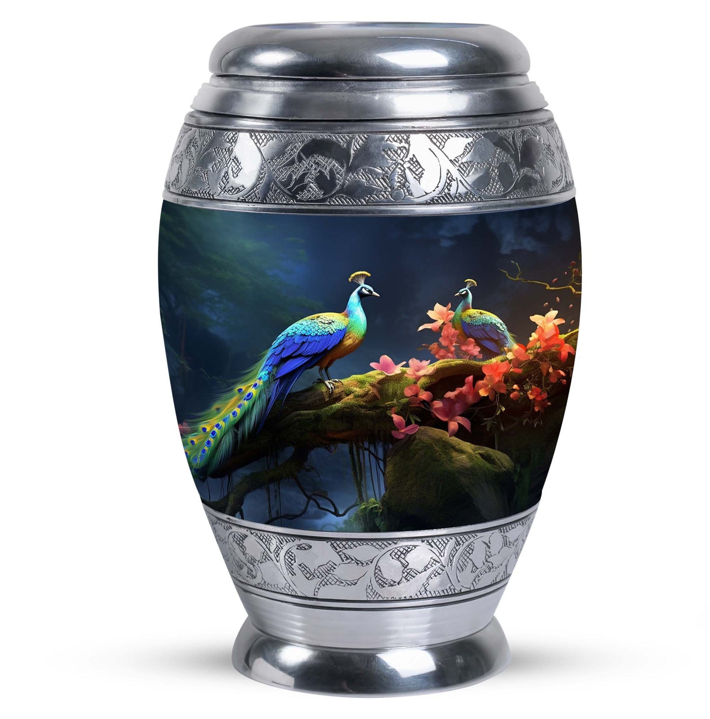 Peacock Cremation Urn, personalized Aluminium Memorial Urn