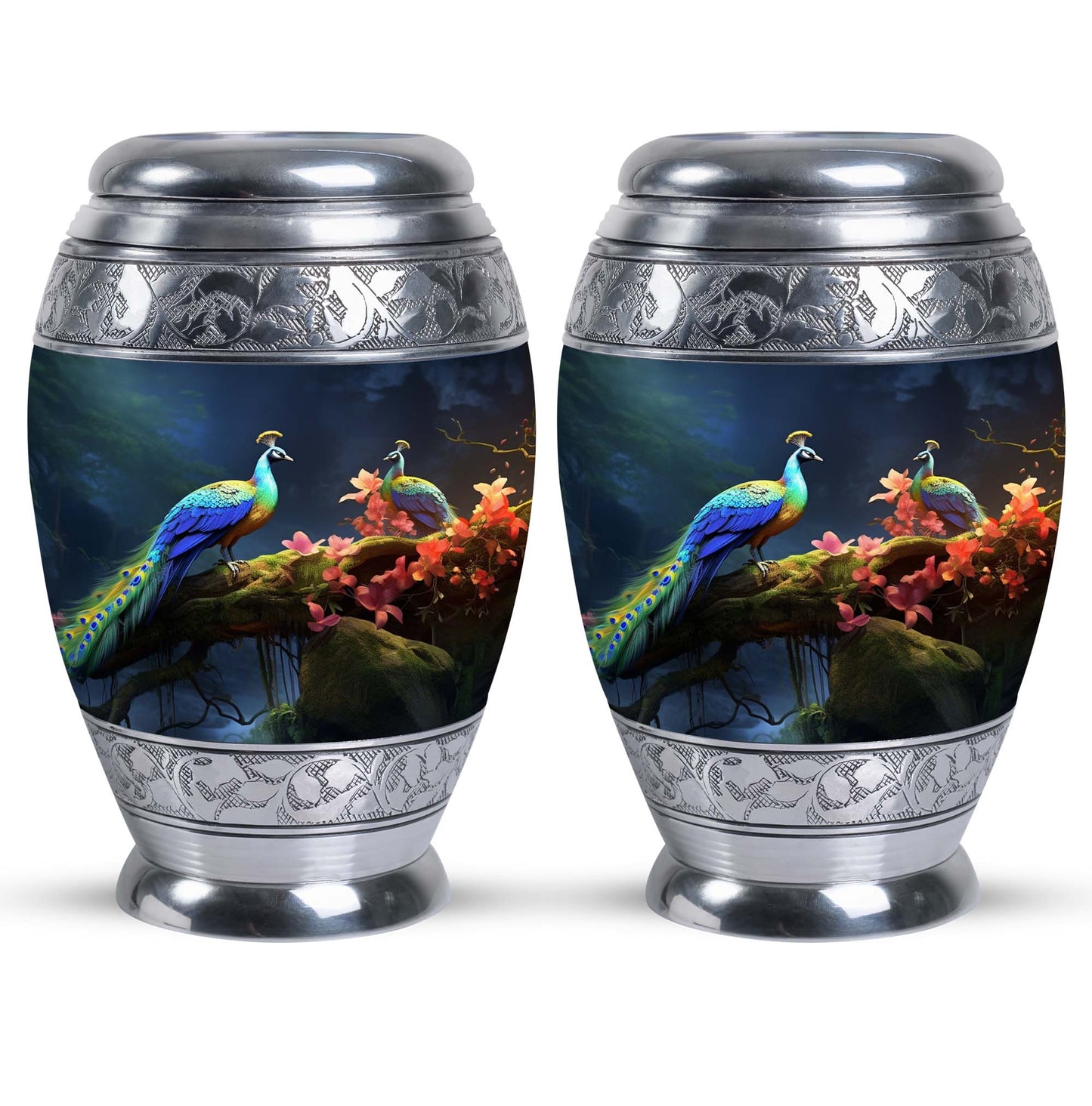 Peacock Cremation Urn, personalized Aluminium Memorial Urn