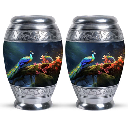 Peacock Cremation Urn, personalized Aluminium Memorial Urn