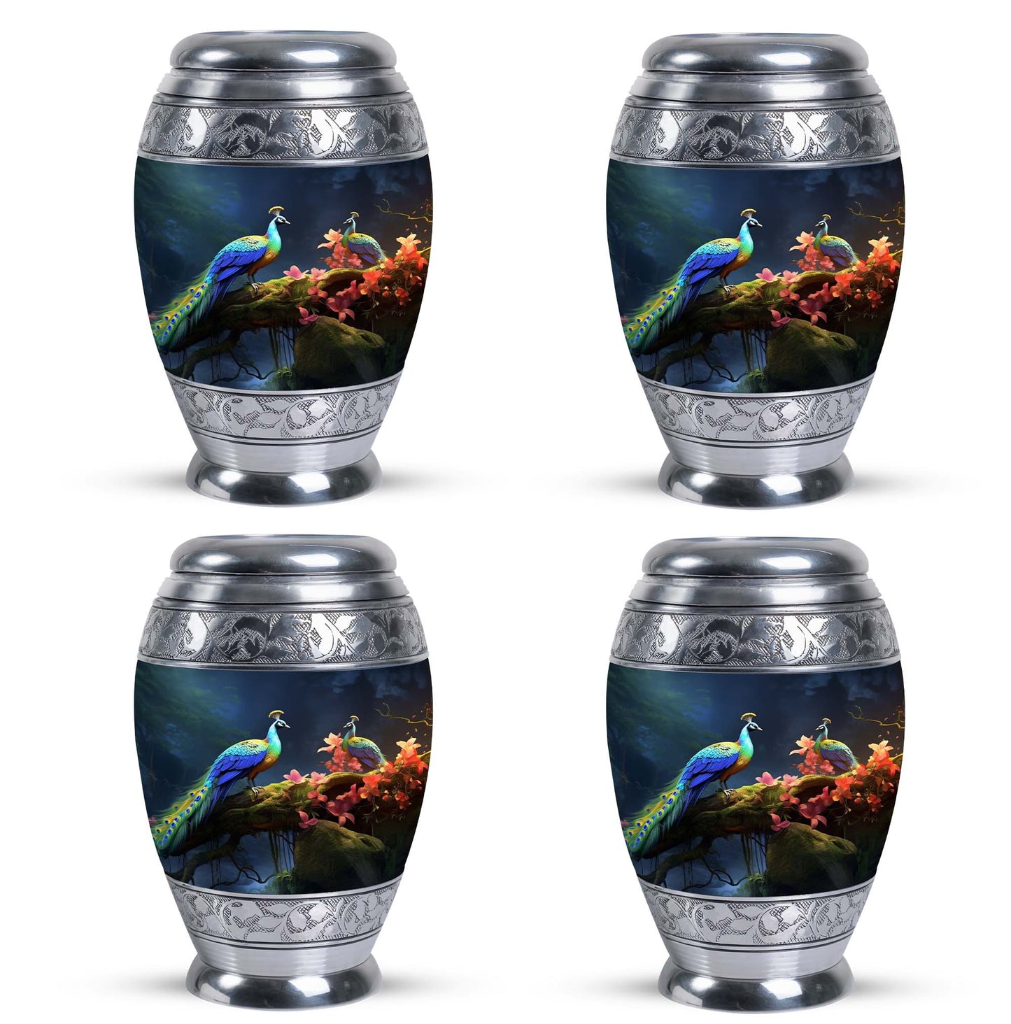 Peacock Cremation Urn, personalized Aluminium Memorial Urn