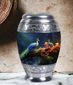 Peacock Cremation Urn, personalized Aluminium Memorial Urn