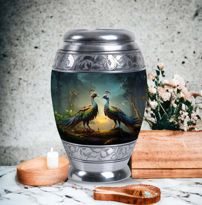 Peacock Urn for Human Ashes with Personalization Options