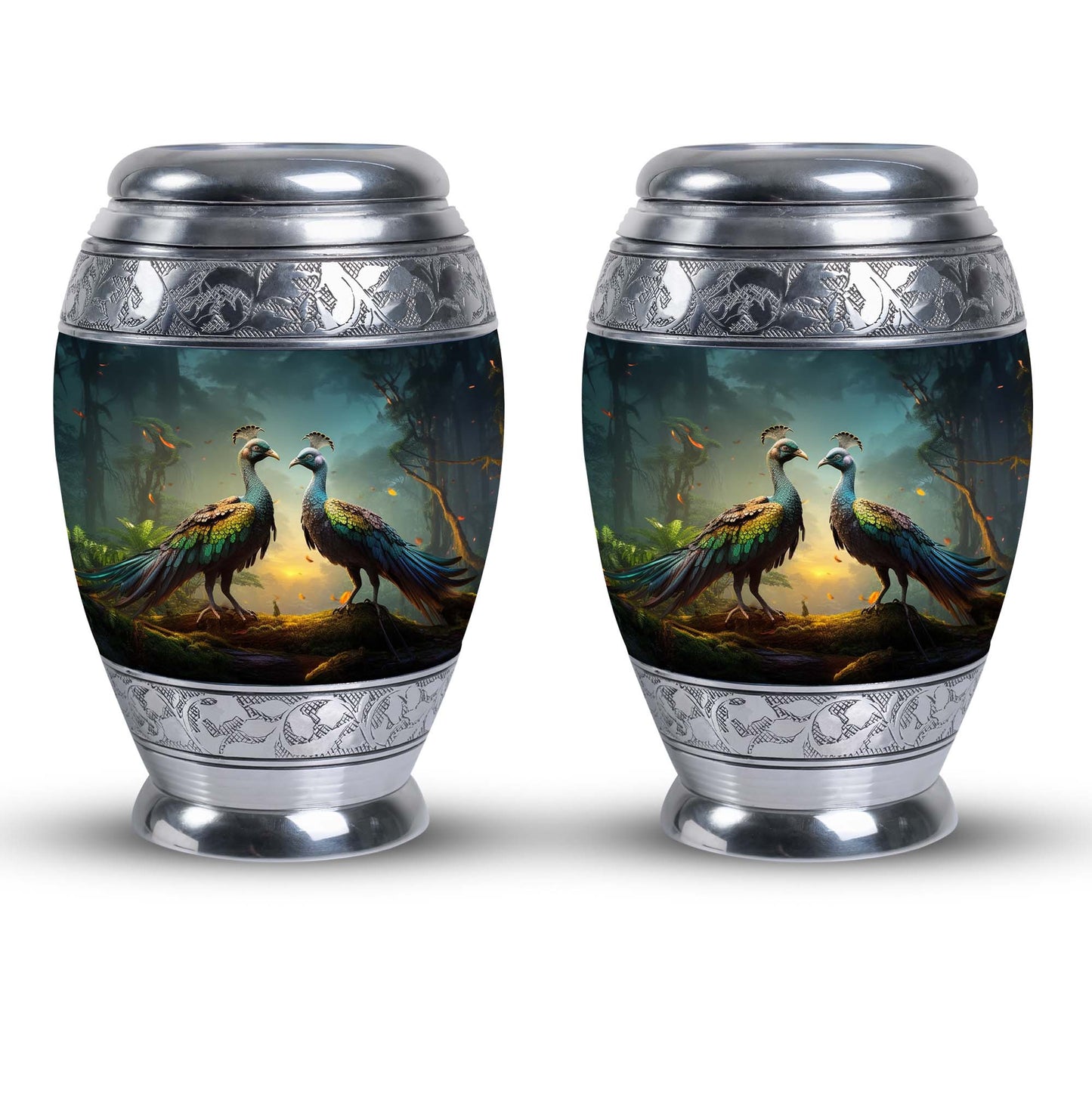 Peacock Urn for Human Ashes with Personalization Options