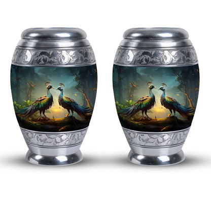 Peacock Urn for Human Ashes with Personalization Options