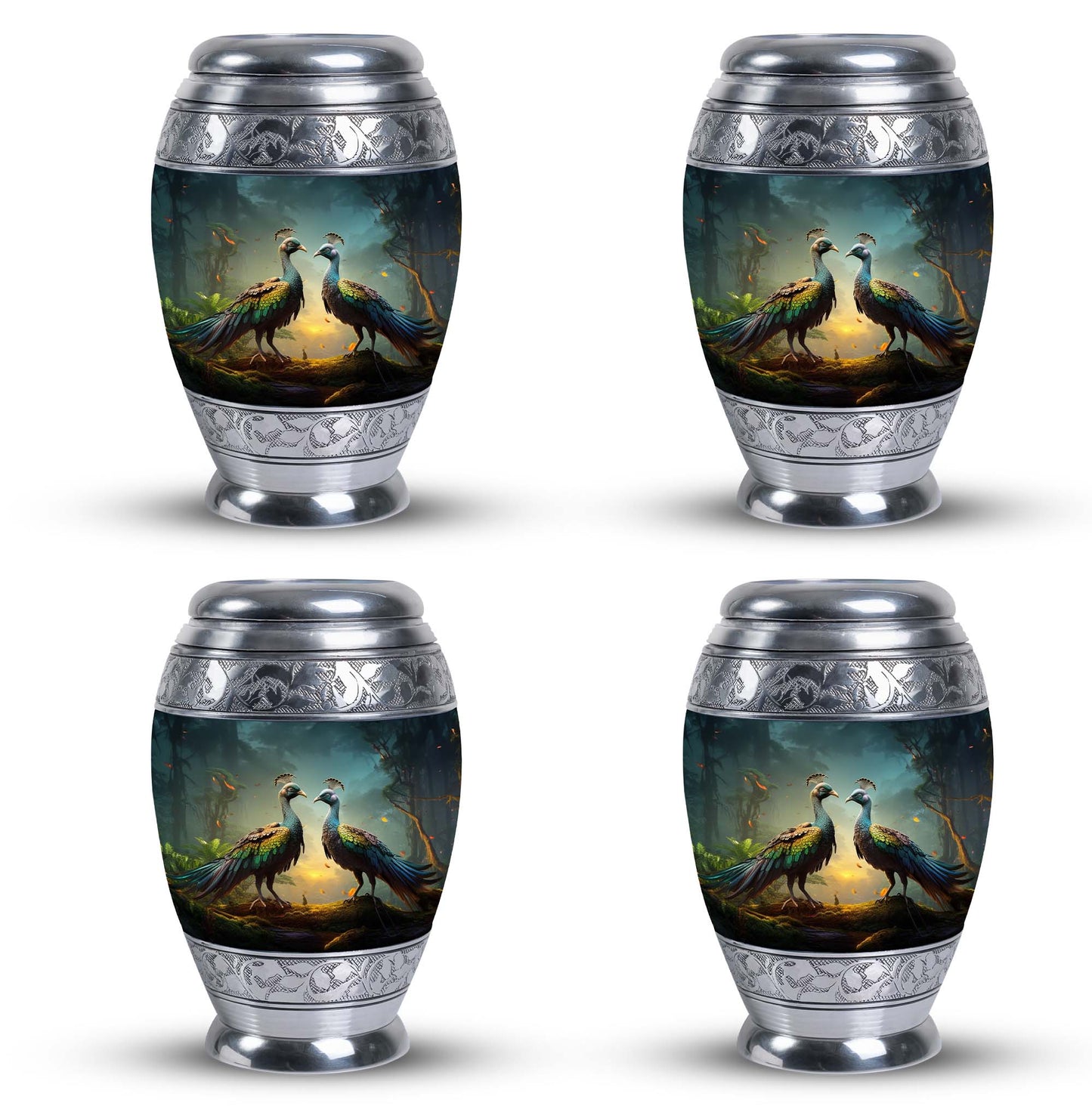 Peacock Urn for Human Ashes with Personalization Options