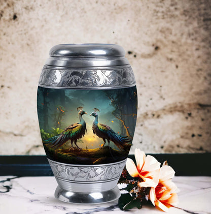 Peacock Urn for Human Ashes with Personalization Options