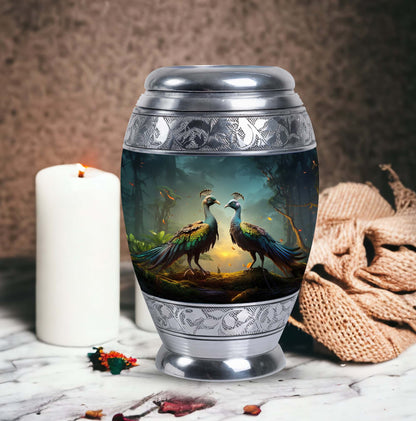 Peacock Urn for Human Ashes with Personalization Options