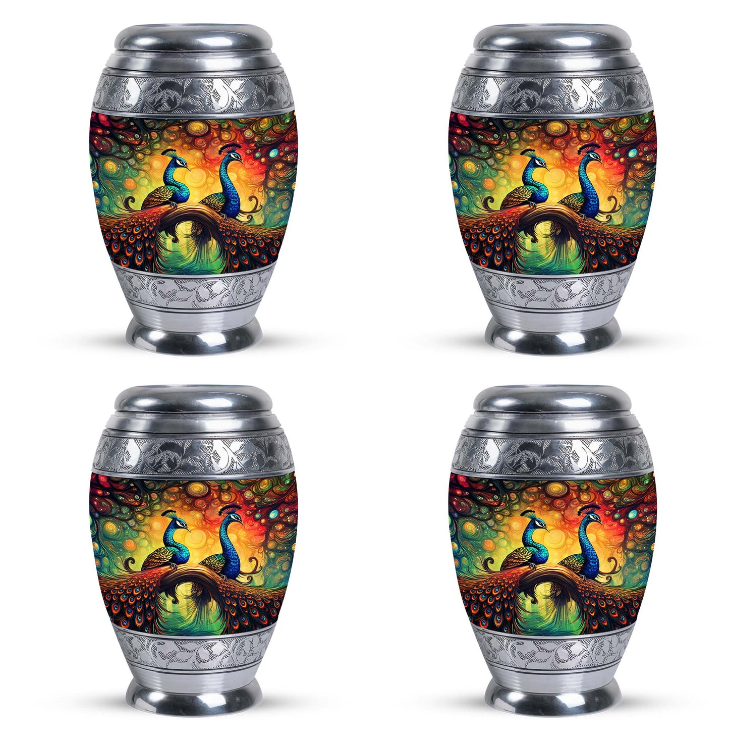 Classic Peacock Urn for Ashes, Cremation Container