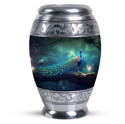 Classic large Peacock Urn for cremation.