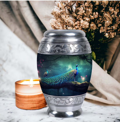 Classic large Peacock Urn for cremation.