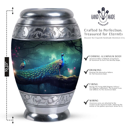 Classic large Peacock Urn for cremation.