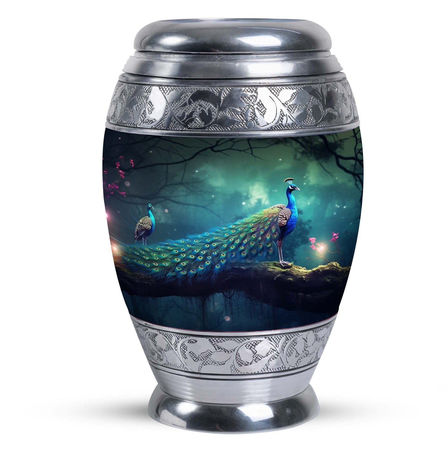 Classic large Peacock Urn for cremation.