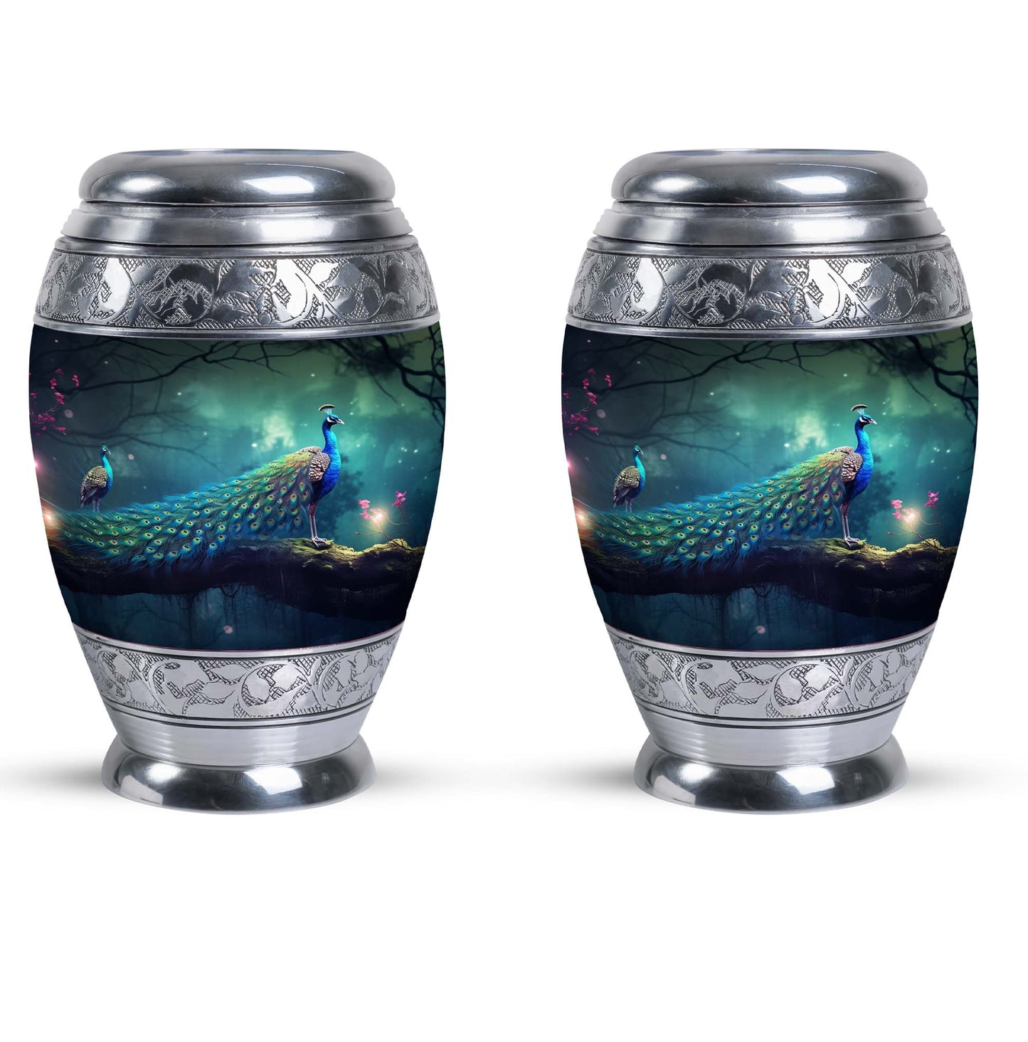 Classic large Peacock Urn for cremation.
