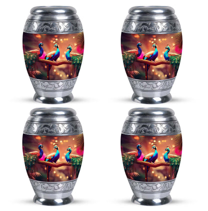 Large Classic Peacock cremation urn made of aluminium