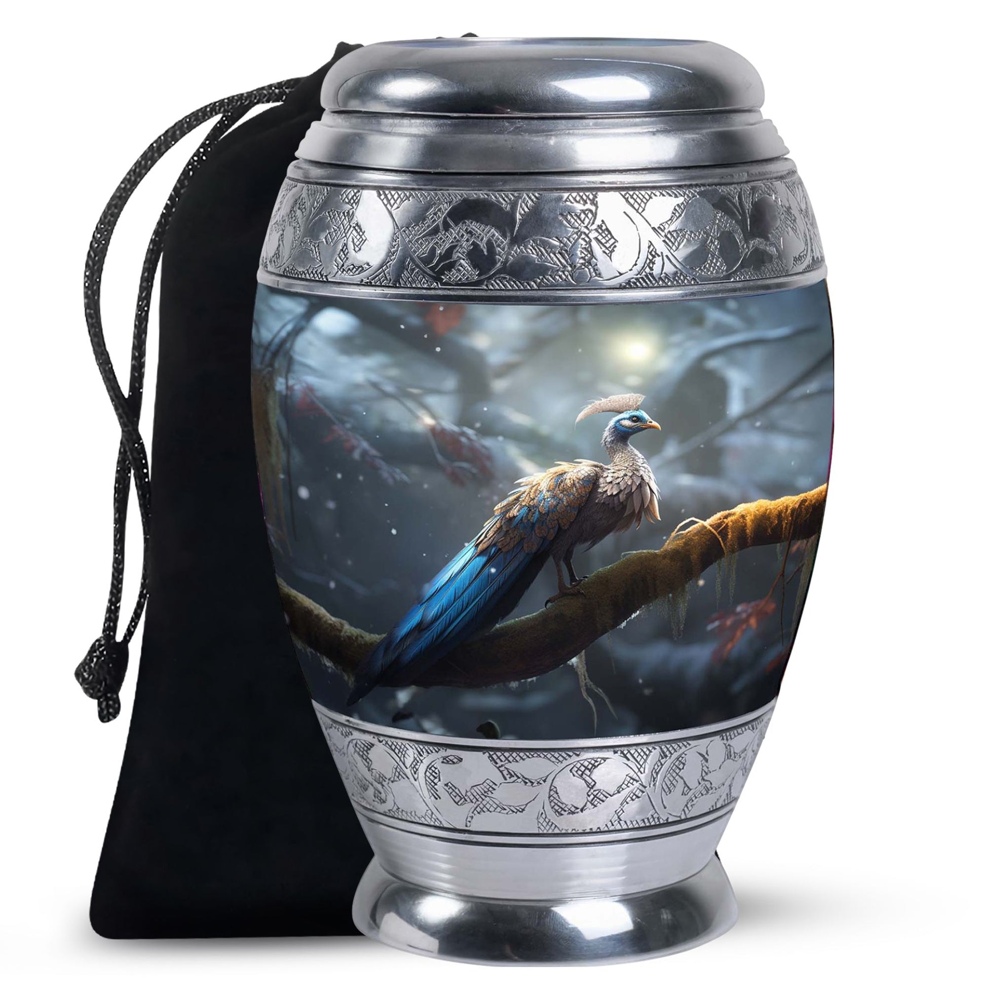 Beautiful Blue Peacock Urn - Elegant Decor Memorial Urns For Ashes